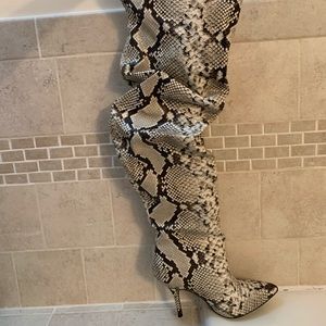 Faux Snakeskin thigh high boots